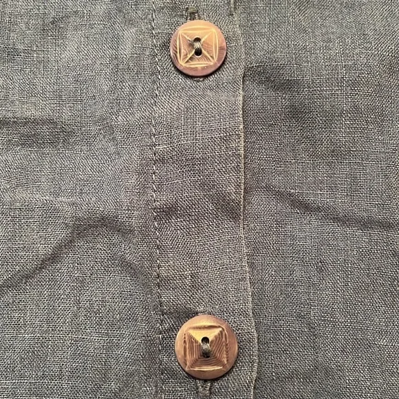 Flax by Jeanne Englehart Womens Small Linen Sleeveless Button Down Blouse Blue - Picture 7 of 10